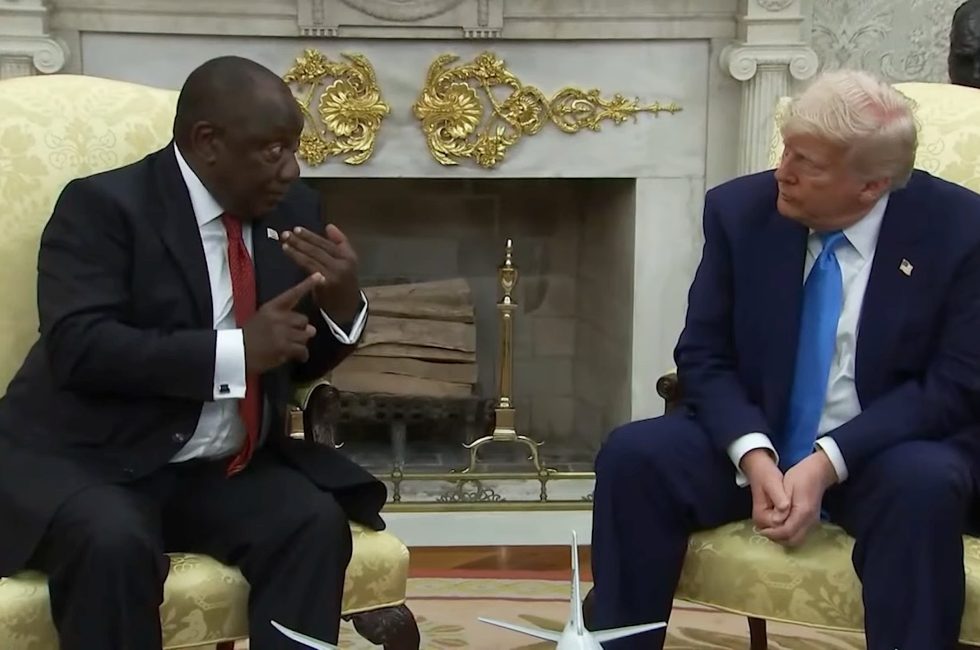 Prezident JAR Cyril Ramaphosa v debatě s americkým prezidentem Donaldem Trumpem | Foto: CNBC/YouTube
