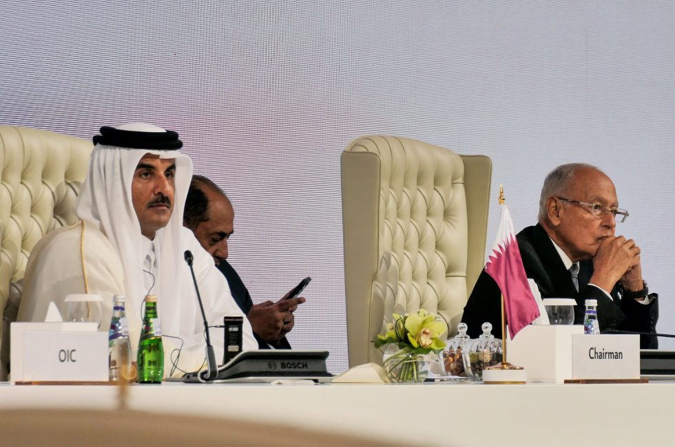 Katarský vládce Tamím bin Hamad Ál Thání na mimořádném jednání v Dauhá | Foto: Yusron Motret / Shutterstock