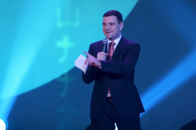Petr Macinka na kongresu své strany | Foto: Motoristé sobě / YouTube