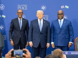 Paul Kagame, Donald Trump a Felix Tshisekedi | Foto: Úřad rwandského prezidenta / X.com