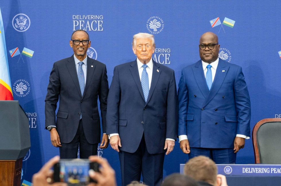 Paul Kagame, Donald Trump a Felix Tshisekedi | Foto: Úřad rwandského prezidenta / X.com